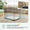30" Dog Crate with 2 Doors, Folding Metal Dog Cage with Soft Cushion, Removable Tray, Handle, for Small Dogs, Black