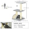 28" Cat Tree with Scratching Post, Pad, Toy Ball for Indoor Cats, Light Grey