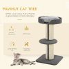 Cat Tree Kitty Tower with Sisal Mat Scratching Post, Cat Bed, Cushion, Perch, 18" x 18" x 36", Grey
