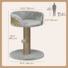 Cat Tree with Scratching Post, Toy Ball, Perch, Small Cat Tower for Indoor Cats - 16" x 16" x 19", Grey