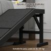 Pet Ramp Bed Steps for Dogs Cats Non-slip Carpet Top Platform Pine Wood 59"L x 16"W x 20"H Black