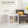 26" Wooden Dog Cage with Double Door Entrance & Simple Modern Design, White