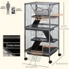 4-Tier Rolling Small Animal Cage, Deluxe Guinea Pig Cage, Ferret Cage for Mink Chinchilla Kitten Rabbit