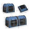 39" Portable Soft-Sided Cat Carrier, Cat Kennel, Travel Dog Crate with Divider, Two Compartments, Soft Cushions & Storage Bag, Easy to Fold, Blue