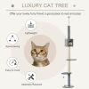 85.5" Cat Tree Height Adjustable Floor-to-Ceiling 4-Tier Kitty Climbing Activity Center Condo Cat Toy with Scratching Post Hanging Balls Play Rest Pos