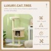 PawHut 3-Level Morden Cat Tree with Scratching Posts, Cat Tower Fun Cat Badminton Toy for Playing, Soft Cushions, & Play Areas