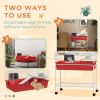 Two-Story Small Animal Cage Removable from Stand, Pet Habitat with Shelf & Wheels, 33" x 18.5" x 35", Red