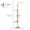 100" Floor To Ceiling Cat Tree w/ 3 Perches Activity Center for Kittens Cat Tower Furniture, Brown