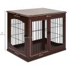 26" Wooden Dog Cage with Double Door Entrance & Simple Modern Design, Brown