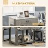 Dog Crate Furniture with Cushion, 2 Doors, Storage, Dog Kennel End Table for Small Medium Dogs, Grey