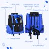 2-IN-1 Pet Luggage Box Backpack Carrier Cats Dogs w/ Handle, Rolling Wheel Blue