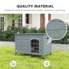 31.5"L Wooden Decorative Dog Cage Kennel Wire Door with Lock, Openable Top Removable Bottom, Dark Gray