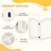 24"H Foldable Dog Gate, 3 Panels Freestanding Pet Gate Barriers Indoor with Support Feet, Puppy Fence for Small Dogs, White