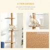 Floor-to-Ceiling Cat Tree Cat Climbing Tower with Sisal-Covered Scratching Posts Natural Cat Tree Activity Center for Kittens Cat Tower Furniture