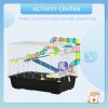 31" Large Hamster Cage, Small Animal House, Multi-storey Gerbil Haven, Tunnel Tube System, with Water Bottle, Exercise Wheel, Food Dish, Ramps, Black