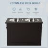 Elevated Dog Bowls for Large Dogs with Storage 2 Stainless Steel Dog Bowls, Elevated Base for Large Dogs, Coffee