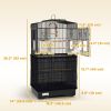36" Bird Cage with Accessories, Handle, Mesh Cover, Tray, Black