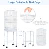 62" Rolling Bird Cage Cockatoo House Play Top Finch Pet Supply with Storage Shelf, Wheels - White