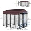 Outdoor Dog Kennel, Lockable Pet Playpen Crate, Welded Wire Steel Fence, Rotating Bowl Holders, Red