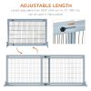 41"-72" Wooden Freestanding Pet Gate with Support Feet, for Small Medium Dogs, Grey-Blue