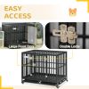 41" Heavy Duty Steel Dog Crate Kennel Pet Cage with Wheels for Convenient Access Anti-Pinching Floor, Black
