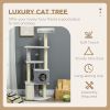 57.5" Cat Tree with Scratching Posts, Large Cat Tower for Indoor Cats with Bed, House, Toys, Grey