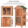 Wooden Bird Aviary Parrot Cage Pet Furniture with Removable Bottom Tray, 2 Doors, Asphalt Roof, 4 Perches, Orange