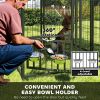 Welded Wire Outdoor Dog Kennel with 360° Rotating & 4 Levels Adjustable Bowls, Waterproof Cover, 3.9' x 3.9' x 6'