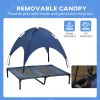 Elevated Dog Bed with Canopy, Portable Raised Dog Cot for L Sized Dogs, Indoor & Outdoor, 36" x 30" x 35", Dark Blue