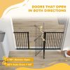 Pet Gate with Door Dog Gate and Barrier Indoor for Stairs Includes 7", 8", 12" Extensions Kit, 30 Inch Tall Pressure-Mounted Safety Gate, Black