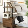68.5" Cat Tree with Litter Box Enclosure, 2 in 1 Cat Tower Hidden Litter Box Furniture with Scratching Posts, Brown
