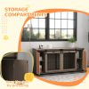 71" Modern Dog Kennel Furniture with Removable Divider, Storage for 2 Small Dogs or 1 Large Dog, Walnut