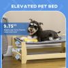 Raised Dog Bed with Washable Cushion, Elevated Pet Bed for Small & Medium Sized Dog Cat, Pine Wood Frame, 35.5" x 20" x 11"