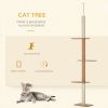 100" Floor To Ceiling Cat Tree w/ 3 Perches Activity Center for Kittens Cat Tower Furniture, Brown