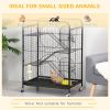 Rolling Small Animal Cage 36.6" Pet Rabbit Ferret Playpen, Animal Supply Kit Metal Black for Bunny, Pet Mink, Chinchilla