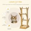 4-level Platform Cat Tree with Resting House, Activity Center for kittens, Cat Tower Furniture with Cushion, Oak