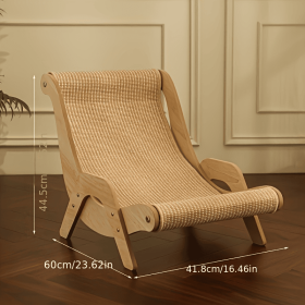 Natural Wood Durable Sisal Cat Hammock With Scratching Board - Multifunctional Indoor Cat Furniture, Ergonomic Lounger For Rest And Play, Scratch-Resi (Option: Big)