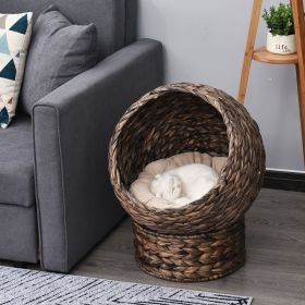Handwoven Elevated Cat Bed with Soft Cushion & Egg Chair Shape (Option: Dark Gray-510x510x430 mm)