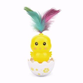 Cat Interactive Toy Feather Pet Bumbler Funny Toy Interactive Cats Toys Cat Rolling Teaser Feather Wand Toys Rotating Ball (Color: Yellow)