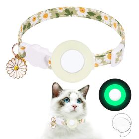 For AirTag Tracker Silicone Cover Small Daisy Pet Collar Dog Collar (Type: Pet Supplies, Color: Luminous Green)