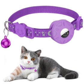 For AirTag Tracker Silicone Case Reflective Cats Dogs Pet Collar (Type: Pet Supplies, Color: Purple)