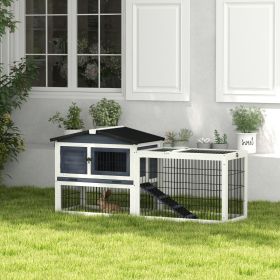 2 Level 59" Outdoor Rabbit Hutch with Openable Top, Dark Gray (Color: Dark Gray)