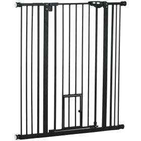 41" Easy Open Indoor Dog Gates for Doorways, House, Stair - Black (Color: Black)