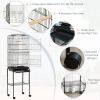 62" Rolling Bird Cage Cockatoo House Play Top Finch Pet Supply with Storage Shelf, Wheels - Black