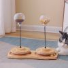New solid wood turntable cat toy pet tableware puzzle tumbler food ball