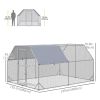 Chicken Run, Galvanized Large Metal Chicken Coop Cage, Walk-in Enclosure Poultry Hen Run House Playpen Rabbit Hutch with Flat Roof, Cover