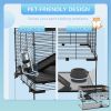 Hamster Cage, Gerbil Cage with Glass Basin for Small Hamsters, Black