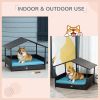 Wicker Pet House Dog Bed for Indoor/Outdoor Rattan Furniture with Cushion