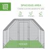 Chicken Run, Galvanized Large Metal Chicken Coop Cage, Walk-in Enclosure Poultry Hen Run House Playpen Rabbit Hutch with Flat Roof, Cover