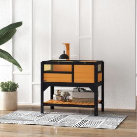 Tortoise Habitat with Shelf Storage Tortoise Gift Accessory with Weather Protection for Indoor, Yellow (Color: Yellow)